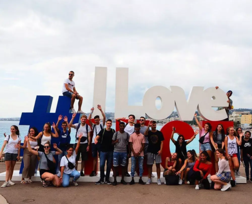 French language school during walking tour of Nice